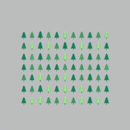 a grey t-shirt design featuring rows of pine tree logos, each tree neatly aligned and stylized