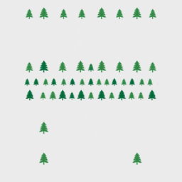 a grey t-shirt design featuring rows of pine tree logos, each tree neatly aligned and stylized