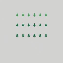 a grey t-shirt design featuring rows of pine tree logos, each tree neatly aligned and stylized