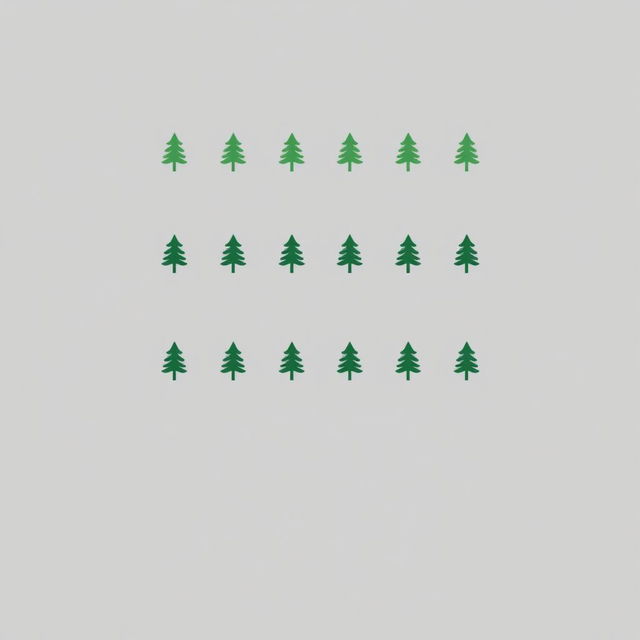 a grey t-shirt design featuring rows of pine tree logos, each tree neatly aligned and stylized