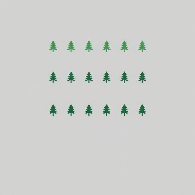 a grey t-shirt design featuring rows of pine tree logos, each tree neatly aligned and stylized