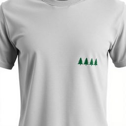 a plain grey t-shirt with a row of pine tree logos neatly arranged on the right chest area