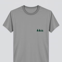 a plain grey t-shirt with a row of pine tree logos neatly arranged on the right chest area