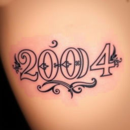 Tattoo design featuring the number '2004'