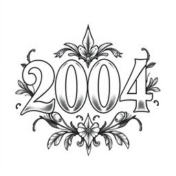 Tattoo design featuring the number '2004'