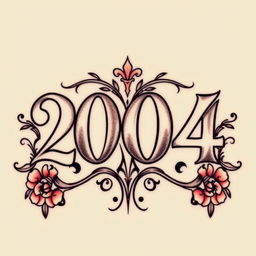 Tattoo design featuring the number '2004'