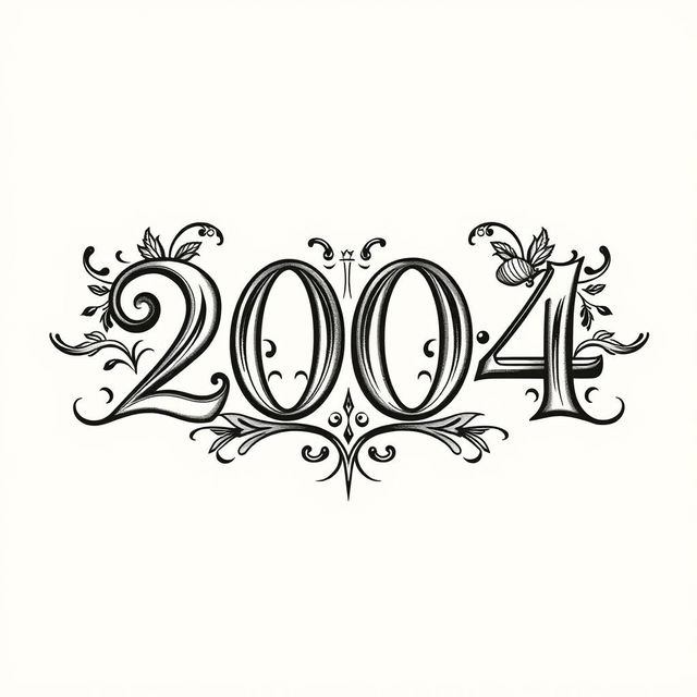 Tattoo design featuring the number '2004'