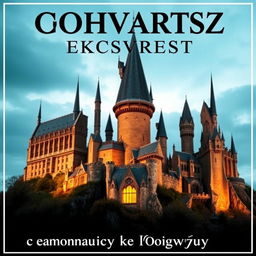 A poster featuring the magnificent Hogwarts castle with the inscription "Хогвартс экспресс" in large English letters at the top