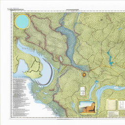 An accurate, well-detailed 24 by 36 2D map featuring geographical features and city details