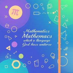 A vibrant and educational cover for a mathematics notebook featuring mathematical symbols and equations such as pi (π), integral sign (∫), and E=mc^2