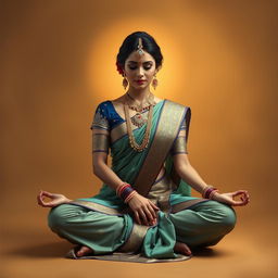 A beautiful Indian woman in an artistic pose, embracing her cultural heritage with elegance and grace