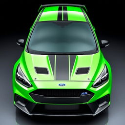 A sleek AWD 2-door hatchback coupe inspired by the 2024 Ford Fiesta ST design, featuring the distinctive front and rear bumper design of the 2018 Focus RS