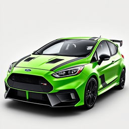 A sleek AWD 2-door hatchback coupe inspired by the 2024 Ford Fiesta ST design, featuring the distinctive front and rear bumper design of the 2018 Focus RS