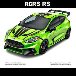 A sleek AWD 2-door hatchback coupe inspired by the 2024 Ford Fiesta ST design, featuring the distinctive front and rear bumper design of the 2018 Focus RS