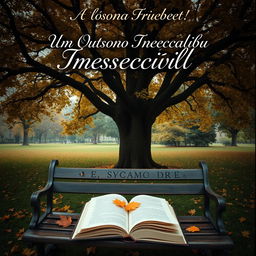 Book cover for “Um Outono Inesquecível” showcasing a captivating scene in a park during autumn