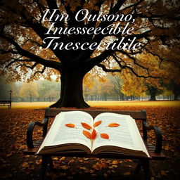 Book cover for “Um Outono Inesquecível” showcasing a captivating scene in a park during autumn