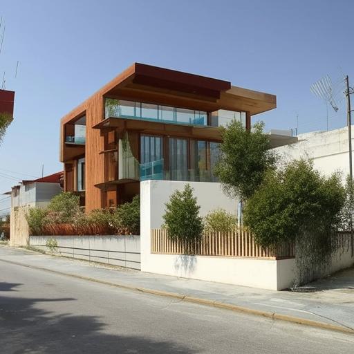 Design a two-story building with an array of shops on the ground floor, and on the first floor, a comfortable, modern house.