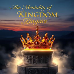 A book cover design featuring a majestic, glowing crown symbolizing the mentality of a kingdom