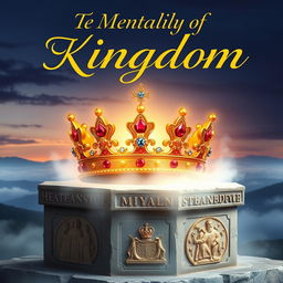 A book cover design featuring a majestic, glowing crown symbolizing the mentality of a kingdom