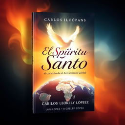 An inspiring book cover design for a book titled "El Espíritu Santo, el corazón del Avivamiento Global" by authors Carlos López and Greskely López