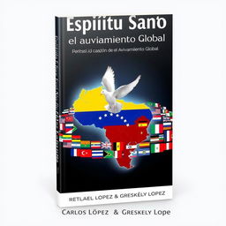 A book cover featuring a map of Venezuela with a white dove representing the Holy Spirit emerging from it