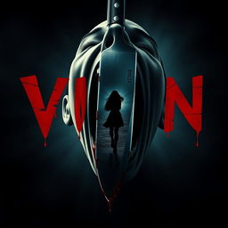 Create a movie poster for the slasher film "VIXN" featuring a central image of a screaming head