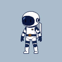 A minimalist humanoid with a rectangular body and elongated limbs, designed in a simple style like pixel art