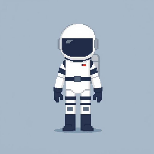 A minimalist humanoid with a rectangular body and elongated limbs, designed in a simple style like pixel art