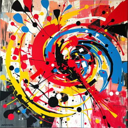 Abstract chaos depicted through swirling colors and forms, symbolizing disorder and randomness