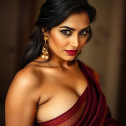 A stunning Indian woman with captivating eyes making a seductive face