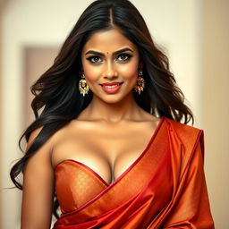 A stunning Indian woman with captivating eyes making a seductive face