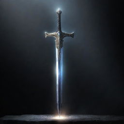 A radiant sword emanating brilliant light, enveloped by an aura of mysterious darkness.