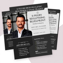 A professional and sleek flyer designed to promote the "6 Figure Body Sculpting Business Blueprint Training" class in Brooklyn, New York, taking place from September 19-23rd