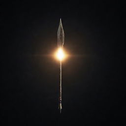 A brilliant arrow, gleaming with radiant light, shrouded by an aura of enigmatic darkness.