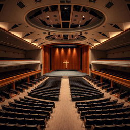 A grand worship auditorium with a central or end-stage layout