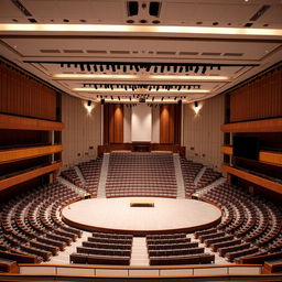 A grand worship auditorium with a central or end-stage layout