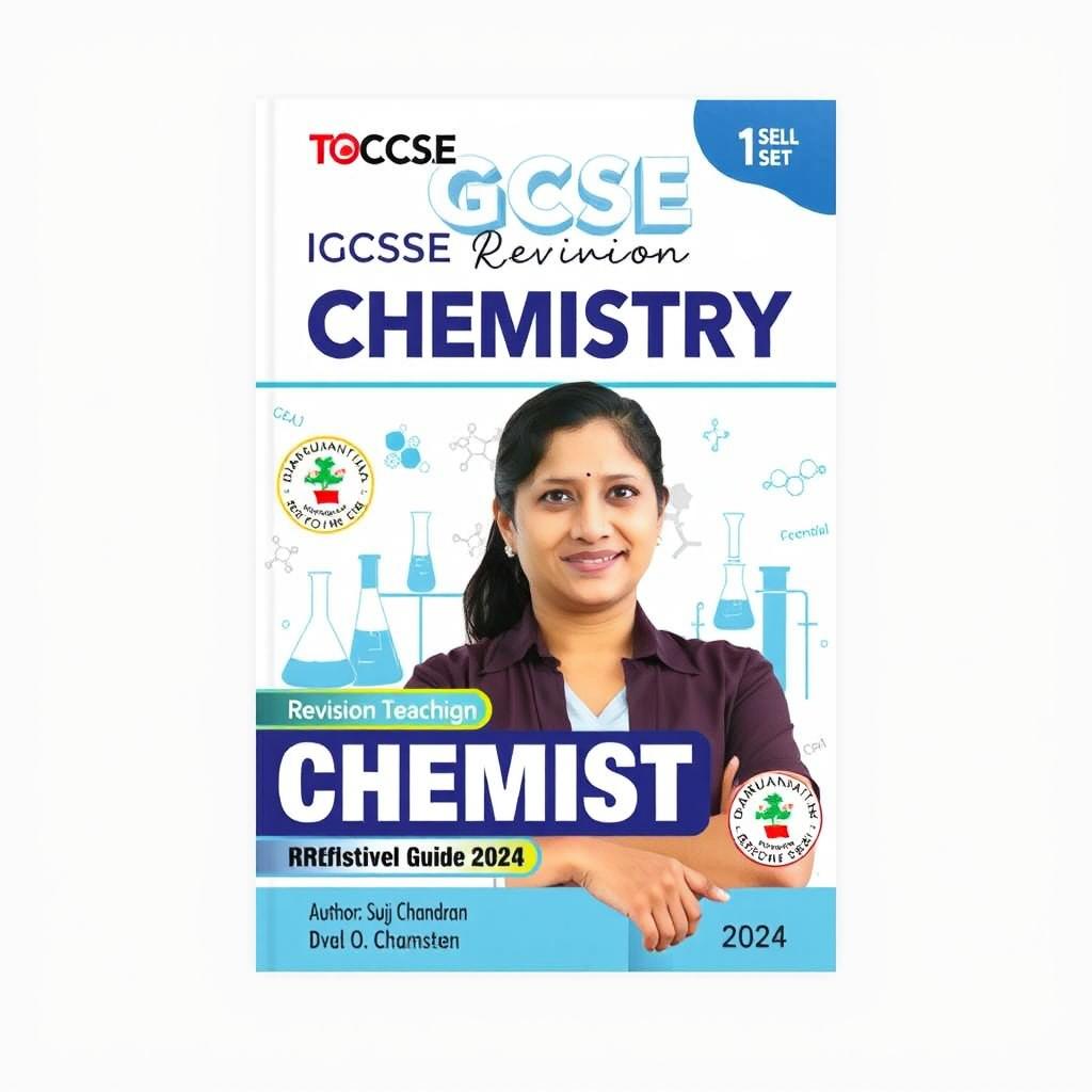 A modern, well-organized revision guide cover for "IGCSE Chemistry O Level Chemistry Revision Guide 2024"