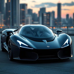 Futuristic hypercar design, named Glo Virezza, showcasing a sleek, aerodynamic body with two seats