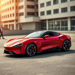 Design of the GLO Strada sports car with inspiration from Ferrari, Lamborghini, and Porsche styles, emphasizing accessibility in price without compromising on performance and aggressive design