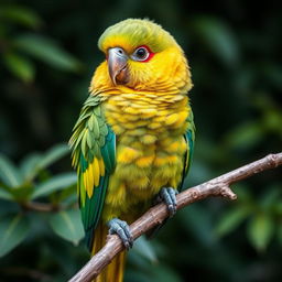 Full HD image of a colorful Kakapo parrot perched on a branch