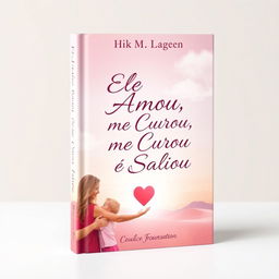 design a captivating book cover titled "Ele me Amou, me Curou e me Salvou"