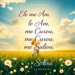 design a captivating book cover titled "Ele me Amou, me Curou e me Salvou"