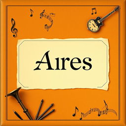 A vintage-style school music book cover featuring the name Ares prominently in an elegant, classical font