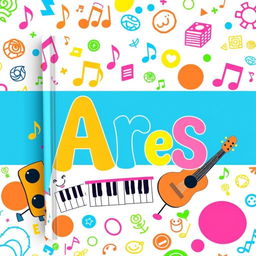 A playful children's music book cover featuring the name Ares in a whimsical, colorful font