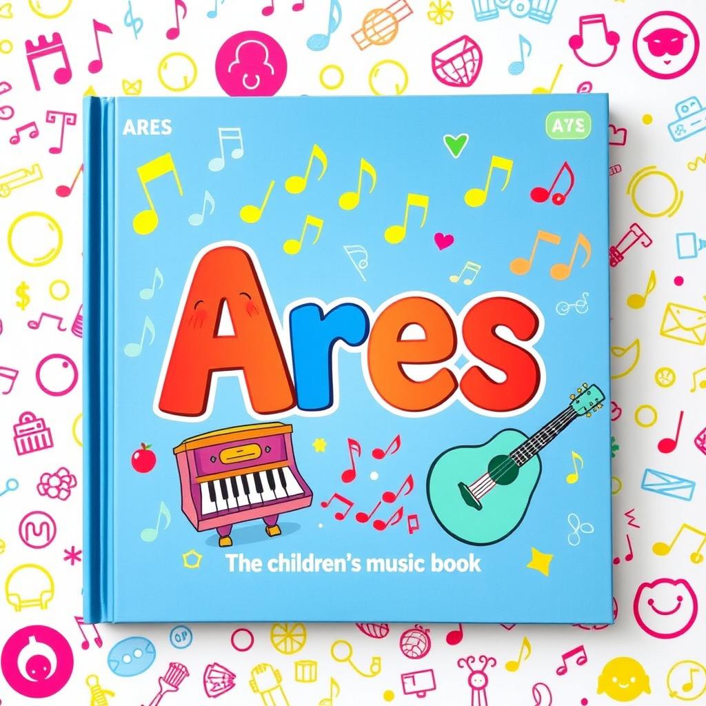 A playful children's music book cover featuring the name Ares in a whimsical, colorful font