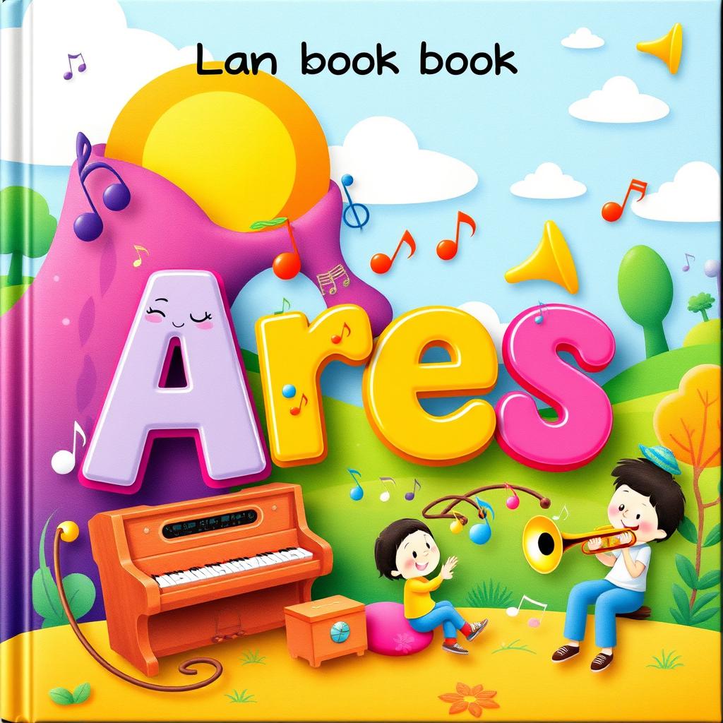 Colorful children's book cover featuring musical elements and whimsical designs