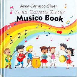 A vibrant and colorful cover illustration for a children's music book titled "Area Carrasco Giner"