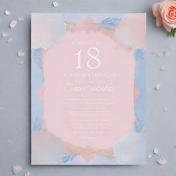 Design an ethereal 18th birthday invitation in rose quartz and serenity colors.