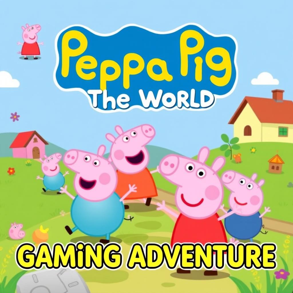 A dynamic and engaging YouTube thumbnail for a "Peppa Pig: The World" gameplay video