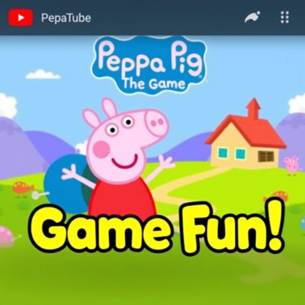 A vibrant and eye-catching YouTube thumbnail for a "Peppa Pig: The Game" gameplay video